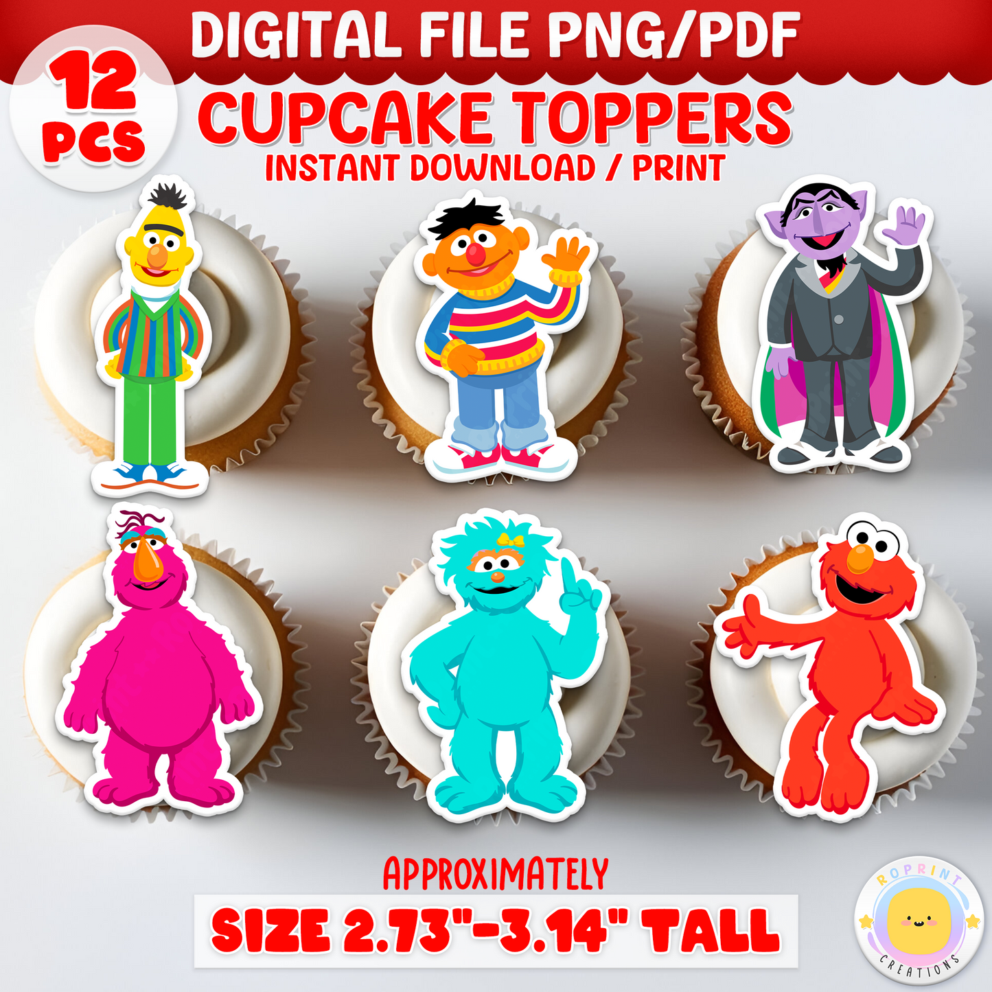 Bring Sesame Street fun to your party with these adorable Elmo cupcake toppers! Just download, print, and decorate for a sweet celebration.