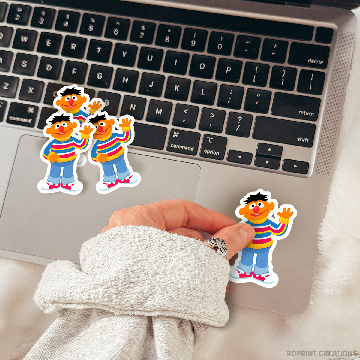 Add some fun with this Ernie sticker! Perfect for party favors, crafts, or decorating notebooks, laptops, and more — the best gift for Sesame Street fans.