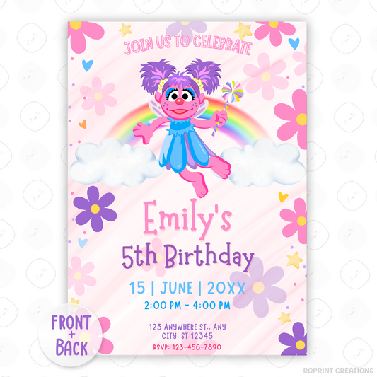 Make her day extra special with this Sesame Street girls’ birthday invitation! Easily edit in Canva, then print or share digitally. Instant download