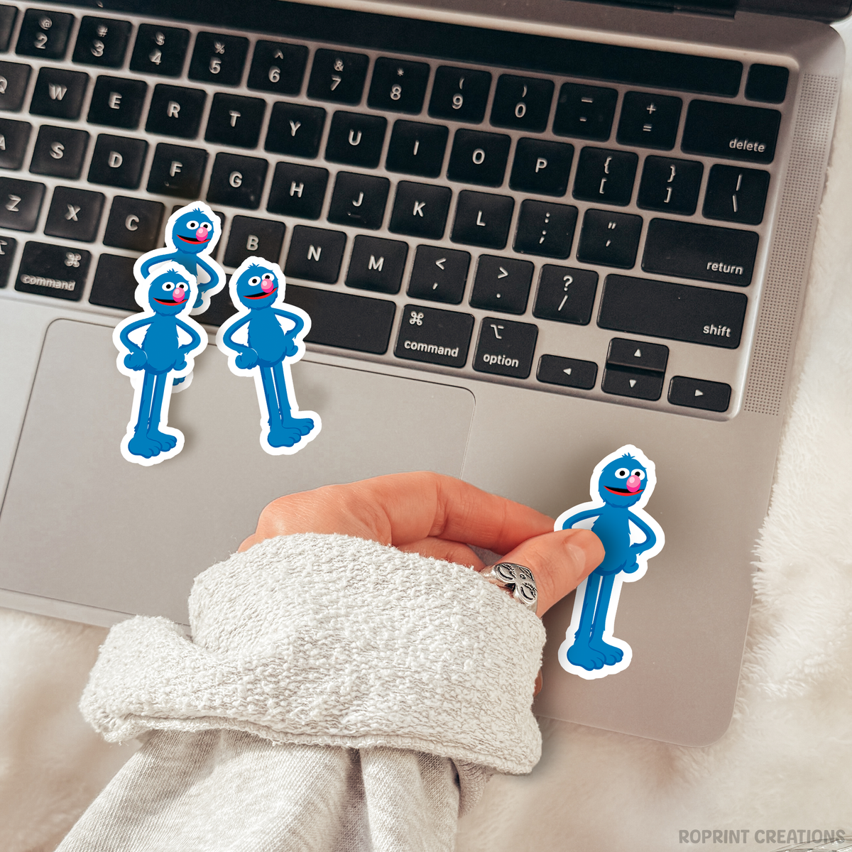Add some fun with this Grover sticker! Perfect for party favors, crafts, or decorating notebooks, laptops, and more — the best gift for Sesame Street fans.