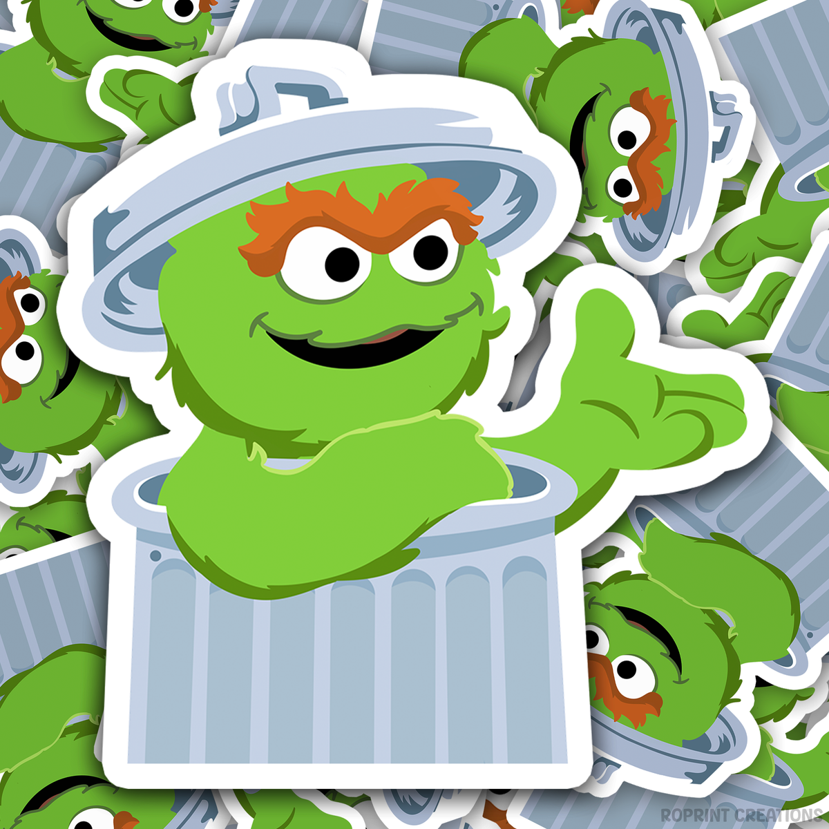 Add some fun with this Oscar sticker! Perfect for party favors, crafts, or decorating notebooks, laptops, and more — the best gift for Sesame Street fans.