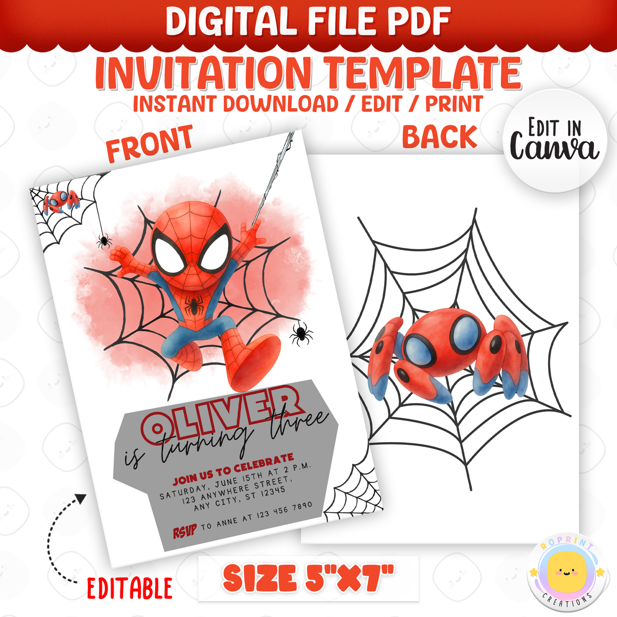 Celebrate your little hero with this Spidey and Amazing Friends birthday invitation template! Easily customize your party details in Canva, then print or share digitally with friends and family. Perfect for superhero-themed birthday celebrations!