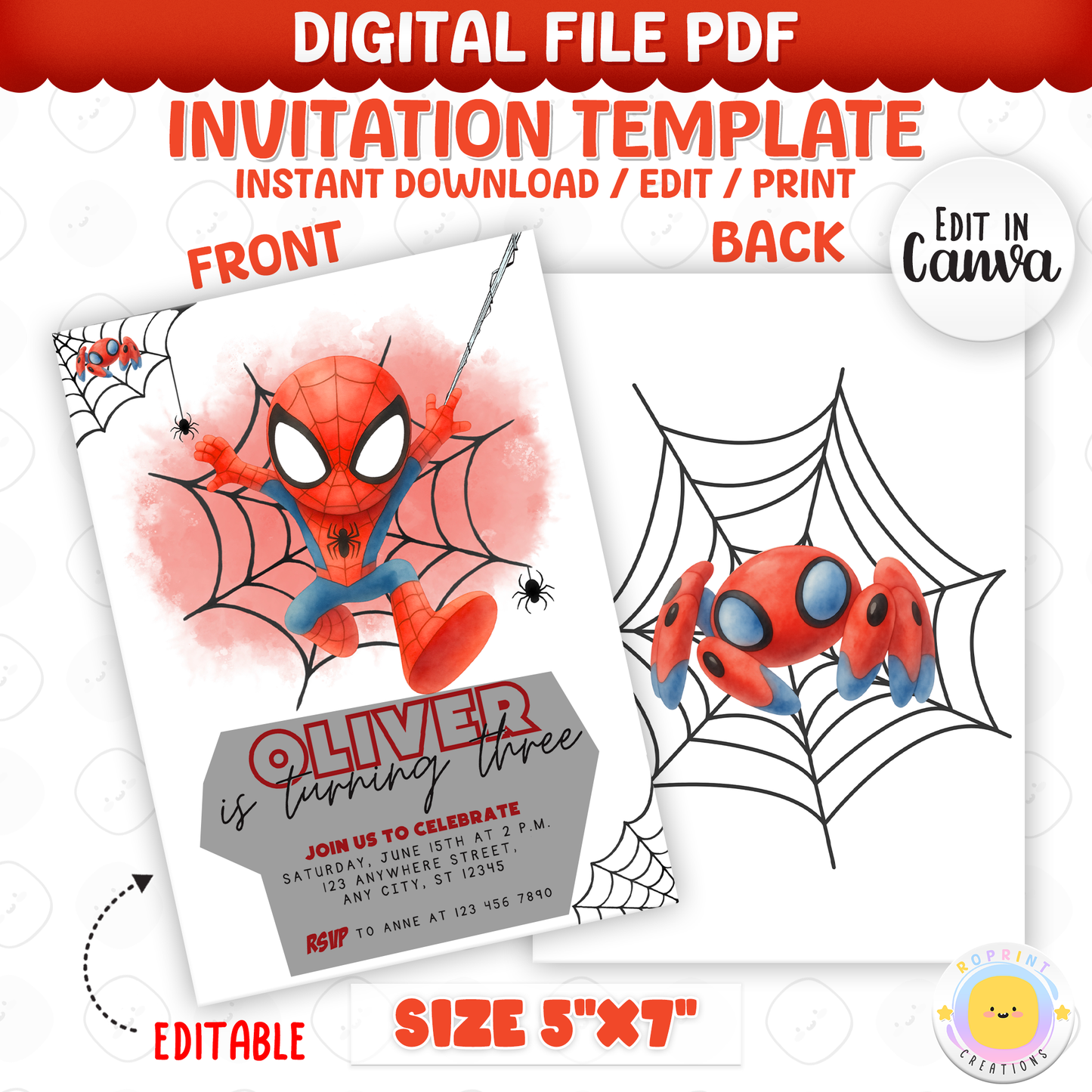 Celebrate your little hero with this Spidey and Amazing Friends birthday invitation template! Easily customize your party details in Canva, then print or share digitally with friends and family. Perfect for superhero-themed birthday celebrations!