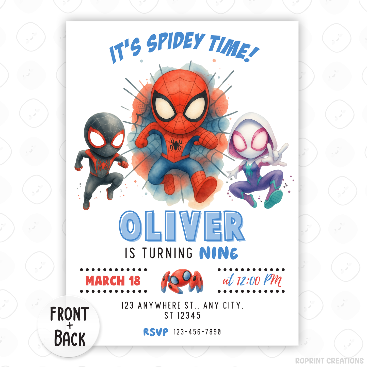 It’s Spidey Time! Celebrate your little hero with this fun Spidey and Amazing Friends birthday invitation template. Easily personalize your party details in Canva, then print or share digitally. Perfect for superhero birthday parties and Spidey fans!🕷️🎉