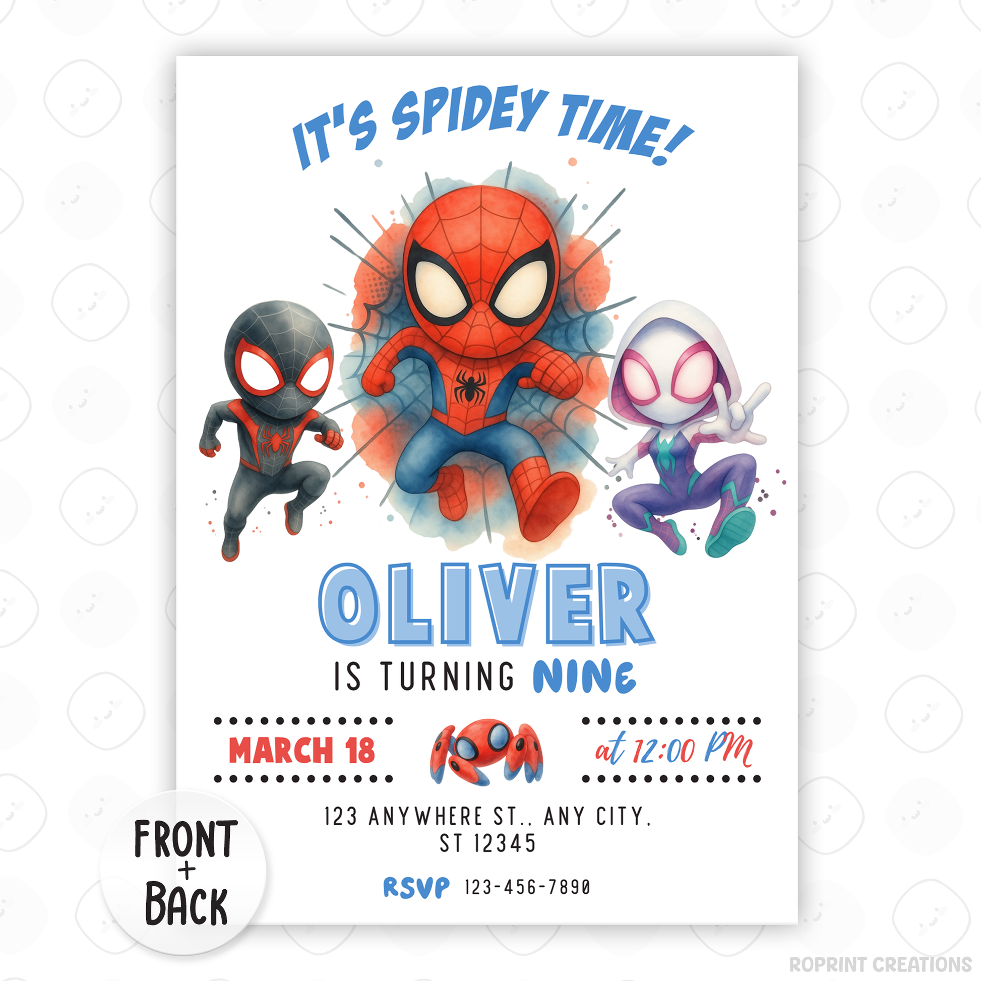 It’s Spidey Time! Celebrate your little hero with this fun Spidey and Amazing Friends birthday invitation template. Easily personalize your party details in Canva, then print or share digitally. Perfect for superhero birthday parties and Spidey fans!🕷️🎉