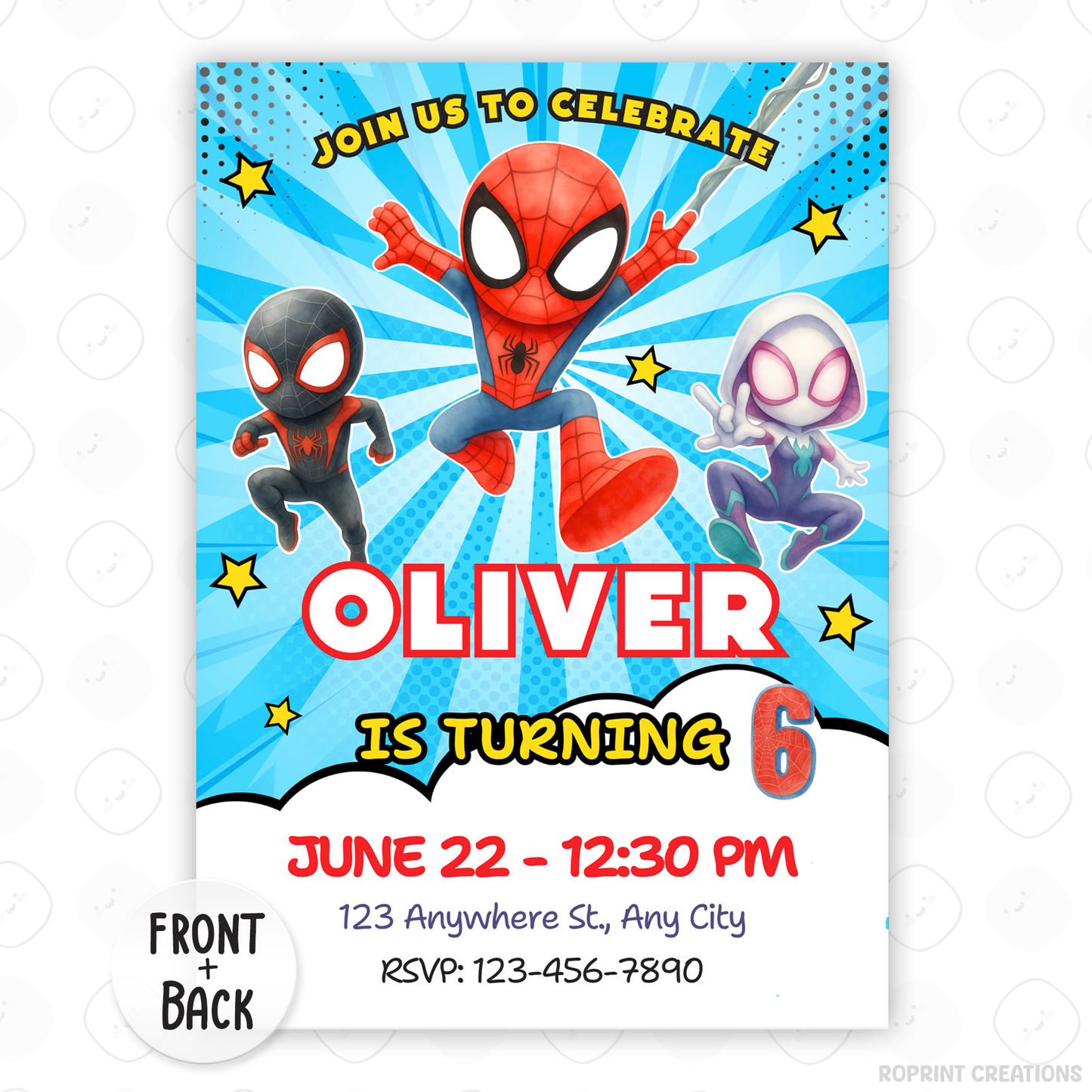 Join us to celebrate with this Spidey & His Amazing Friends birthday invitation template! Easily customize your party details in Canva, then print or share digitally with friends and family. Perfect for superhero-themed birthday parties and Spidey fans!