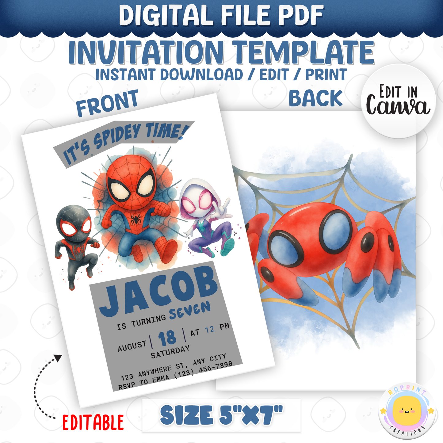 Make your little hero’s celebration extra fun with this Spidey and Amazing Friends birthday invitation template! Easily edit your party details in Canva, then print or share digitally. Perfect for superhero birthday parties and Spidey fans! 🕷️🎉