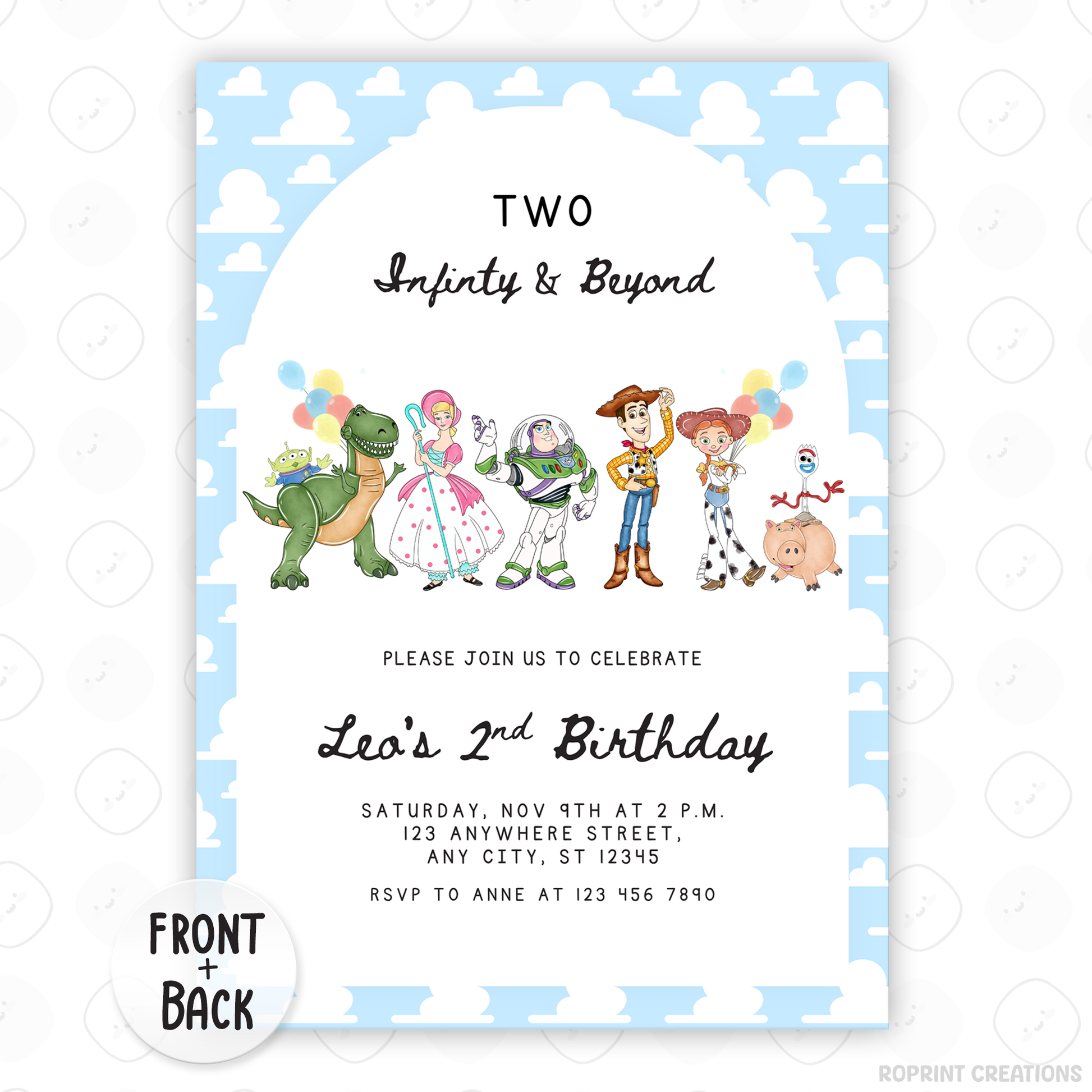 Celebrate your little one’s 2nd birthday with this adorable Two Infinity and Beyond Birthday Invitation! Easily edit, download, print, or share digitally for a fun and stress-free party invite.