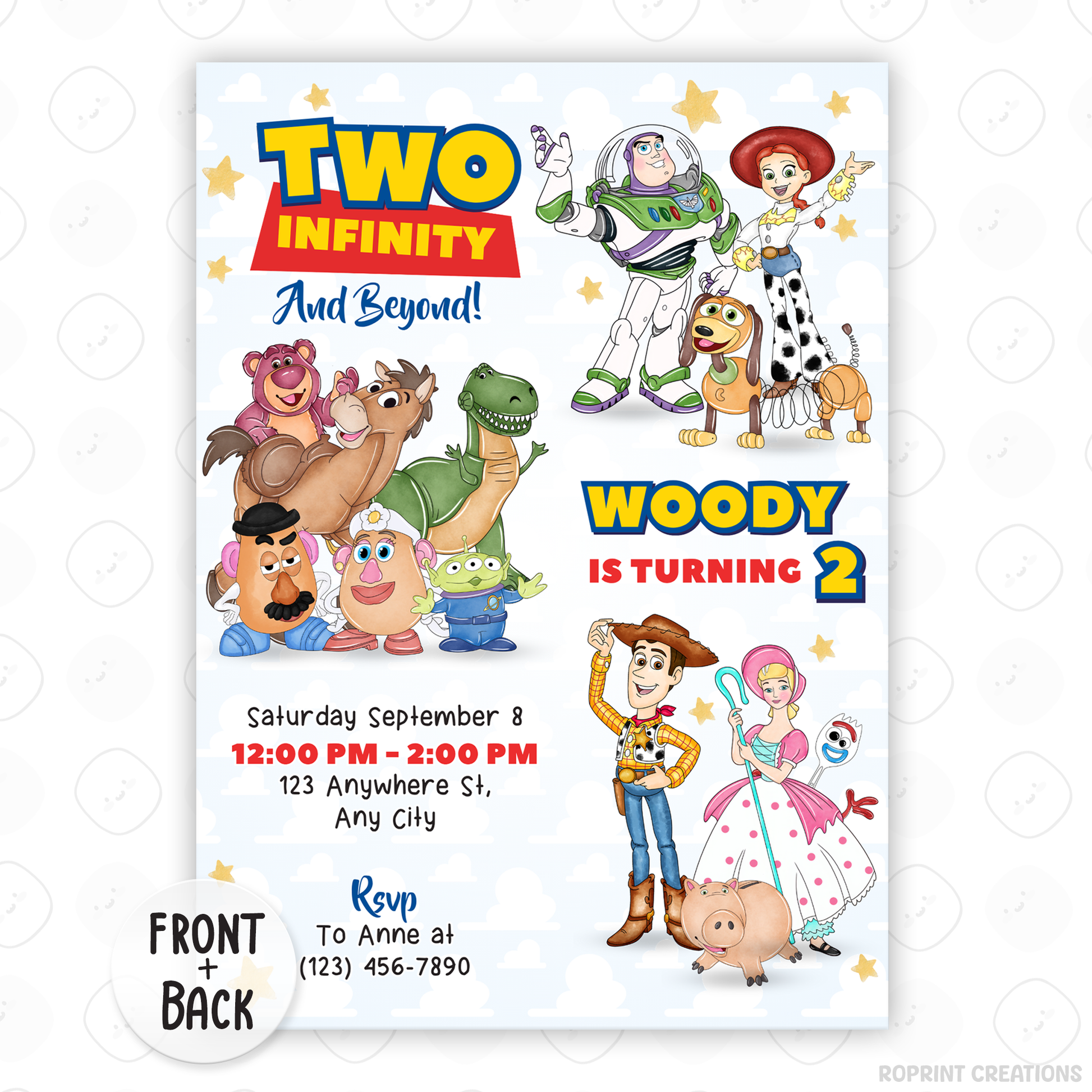 Celebrate your little one’s 2nd birthday with this fun Two Infinity and Beyond Birthday Invitation! Easily edit, download, print, or share digitally for a playful and stress-free party invite.