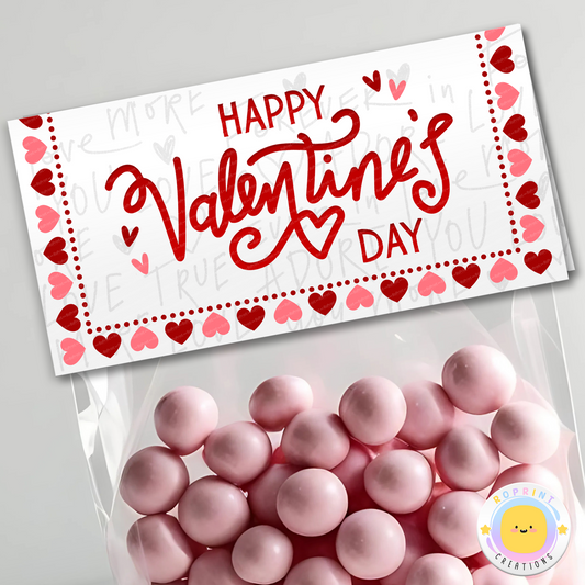 Make Valentine’s Day extra special with these adorable treat bag toppers! Perfect for classroom exchanges, parties, or special treats. Instantly download, print, and share the love.Digital file only.