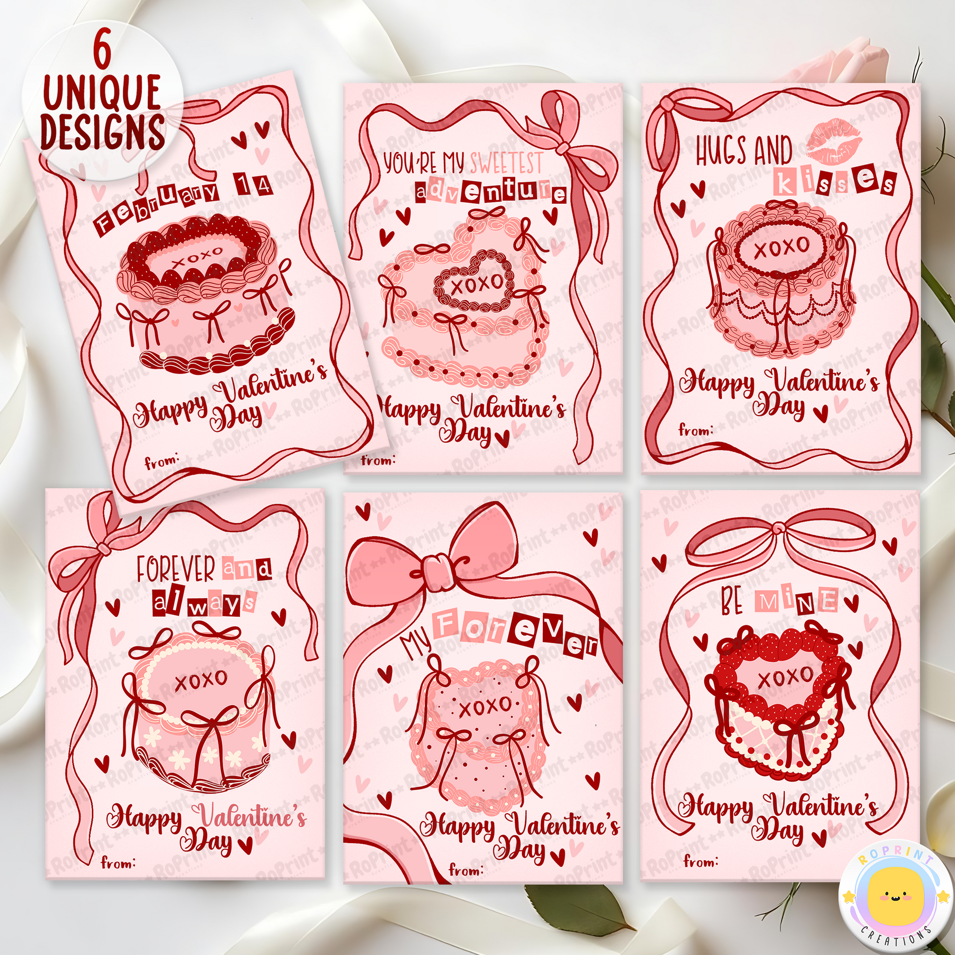 Celebrate love with these charming Vintage Cake Valentine Cards! Instantly download, print, and share a touch of retro sweetness. Digital file only.