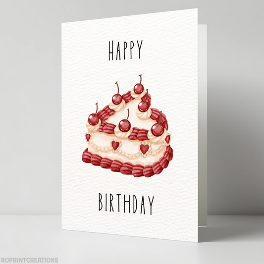 Celebrate in classic style with this adorable vintage cake birthday card! Download, print, trim, and fold to create a charming 5x7 greeting card. Instant Download
