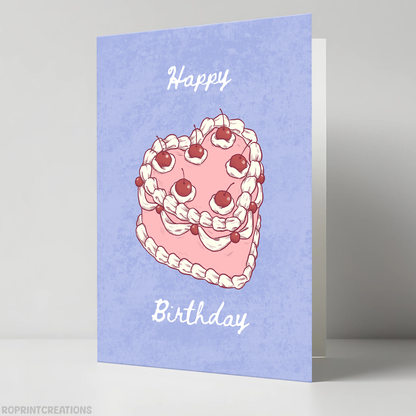 Celebrate in classic style with this adorable vintage cake birthday card! Download, print, trim, and fold to create a charming 5x7 greeting card. Instant Download