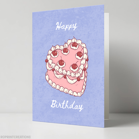 Celebrate in classic style with this adorable vintage cake birthday card! Download, print, trim, and fold to create a charming 5x7 greeting card. Instant Download