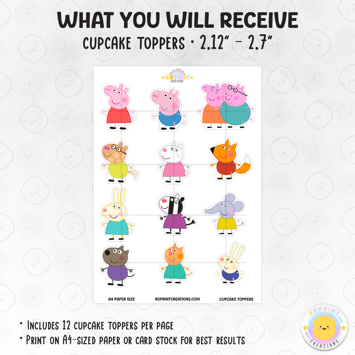 Peppa Pig Cupcake Toppers - Peppa Pig Birthday Cupcake Toppers