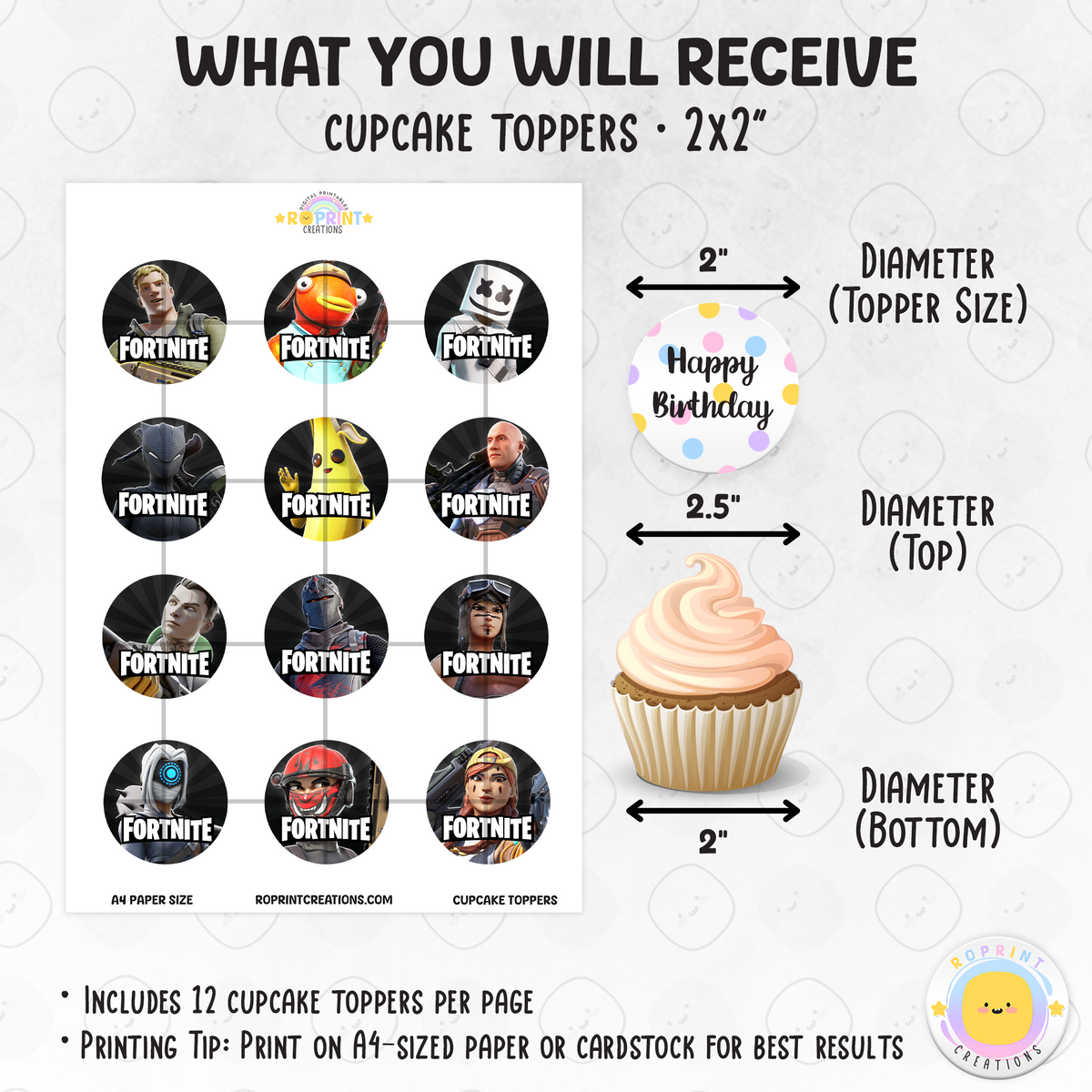 Fortnite Birthday Cupcake Toppers - Fortnite Birthday Cupcake Toppers