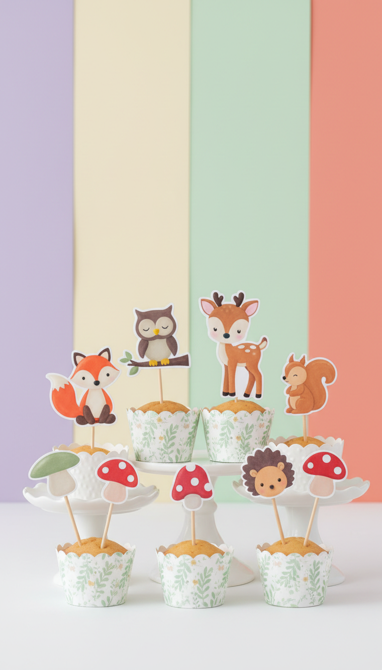 Woodland Creatures Cupcake Topper Set