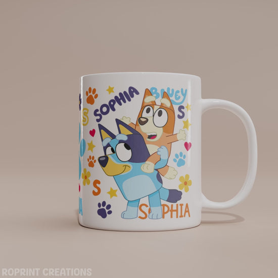 Make every sip extra special with our Personalized Bluey Name Mug!&nbsp;This custom Blue dog coffee mug features a fun design inspired by the characters kids love. Perfect for toddlers, children, or Bluey fans of any age. Add your child’s name for a one-of-a-kind gift they’ll adore!